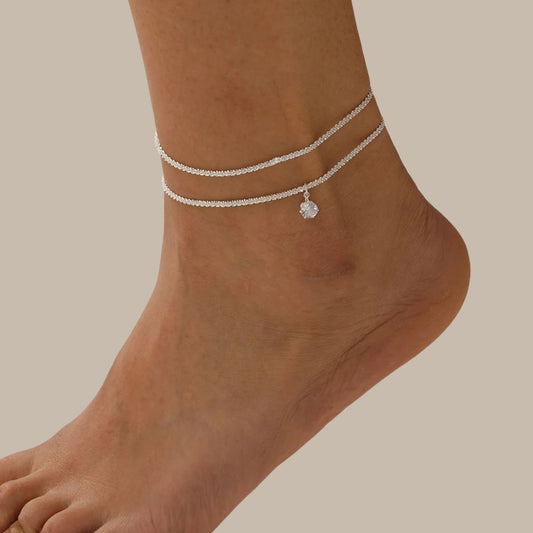 3 Pcs Sparkling Chain Anklet Sets