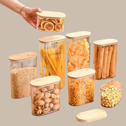 aaaStorage Containers with Lids,Clear Food Jars Fits for Pantry,Coffee Bar,Airtight Canisters for Organizer Pasta,Sugar,Coffee Bean