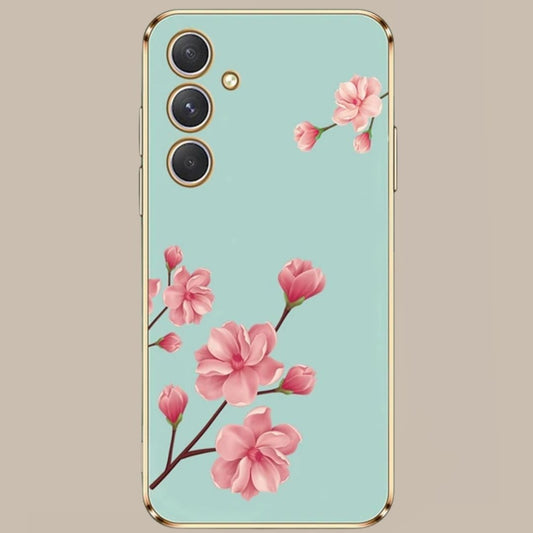 A54 Plating Phone Case For Samsung Galaxy A55 A35 A15 A25 A05S A24 Flower Shockproof Soft Back Cover Funda