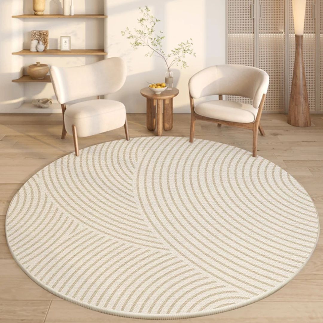 Large Area Round Beige Carpets Vakasi