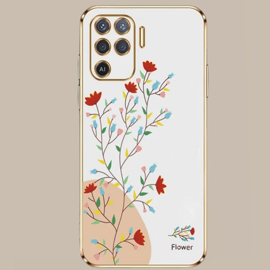 Reno 5 Lite Plating Pattern Silicone Case For OPPO Reno 5 2F 3 4 6 Pro Plus 7Z 8T Soft Flower Lens Protection Cover Funda