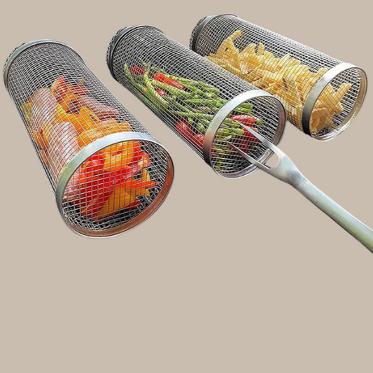 Stainless Steel Rolling Grilling Basket Js