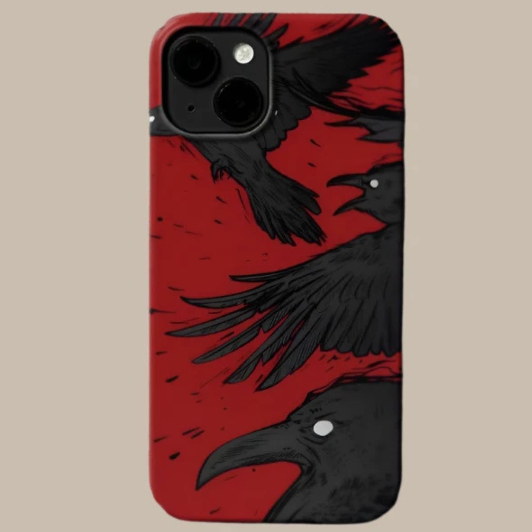 Durable Red Black Raven iPhone Case