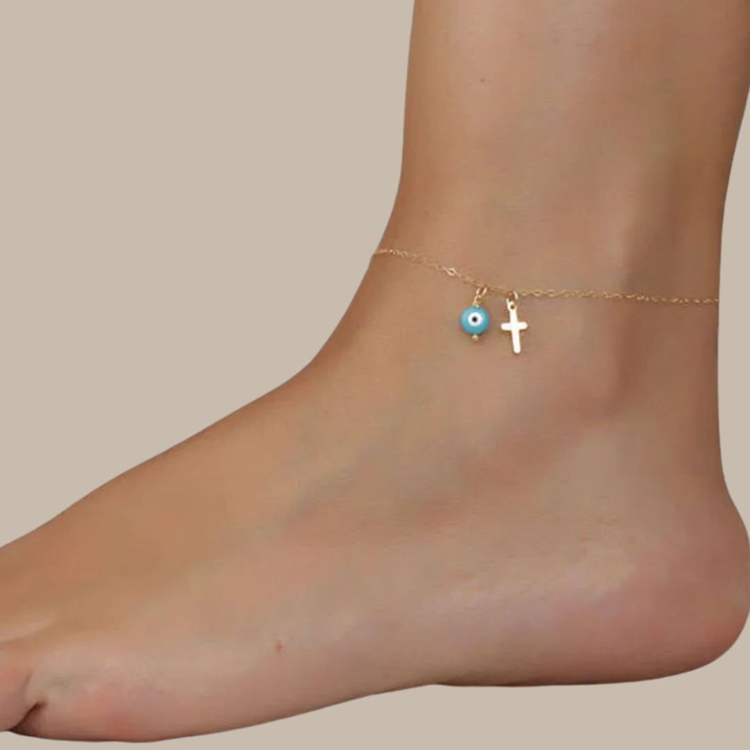 Vintage Blue Evil Eye Pendant Anklet