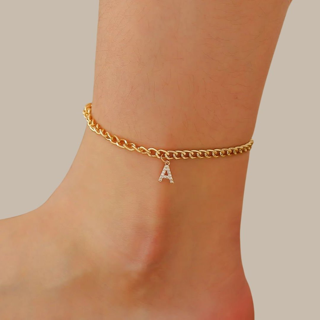 Crystal Initial Letter Anklets For Women