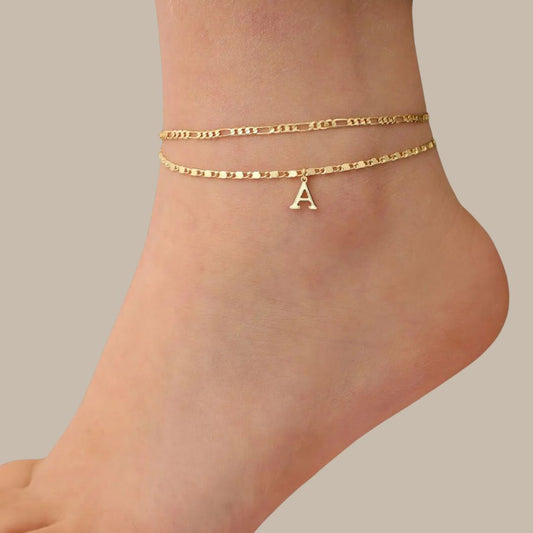 Thin Figaro Letter Anklets