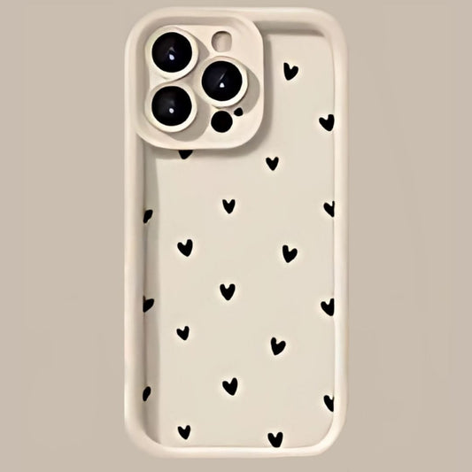 Luxury Black Full Screen Love Heart Phone Case For iPhone 11 12 13 14 15 16 Pro Max XR XS X 7 8 Plus SE 2020 Silicone INS Covers