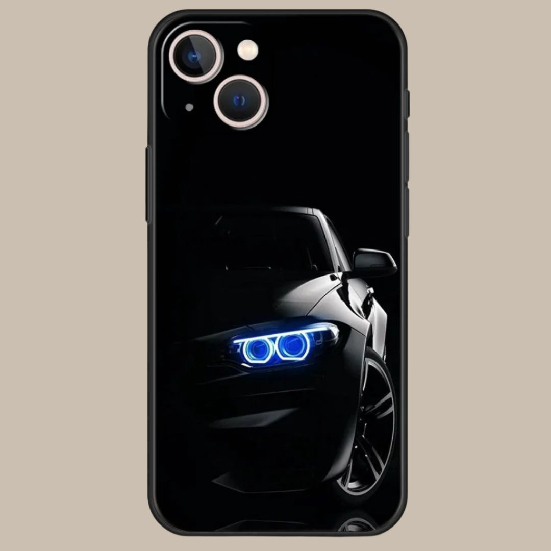 Cool Sports Black Car Phone Case Cover for iPhone 16 15 14 13 12 Pro Max XR XS 11 7 8 Plus Shockproof Silicone Soft Shell Capas