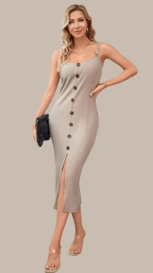 Slim Spaghetti Strap Long Dress