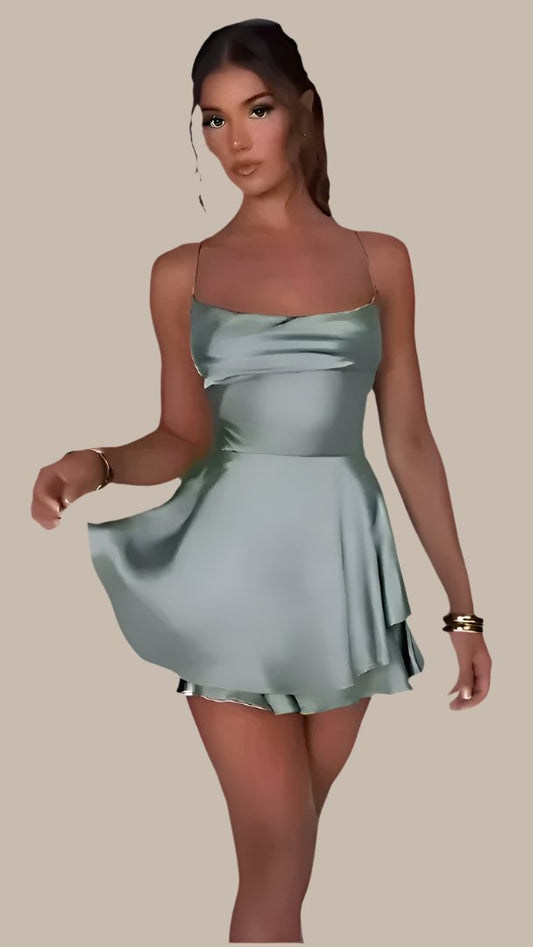 Sexy Slimming Solid Color Short Dress