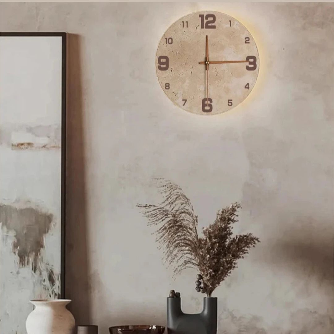 Nordic Marble Wall Clock and Lamp