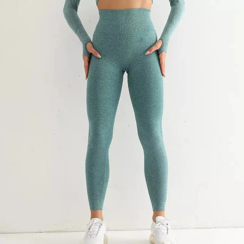 Fitness Women Sport Seamless Leggings High Waist Elastic Solid Yoga Leggings Gym Jogging Quick Dry Push Up Slim Pants Female Js