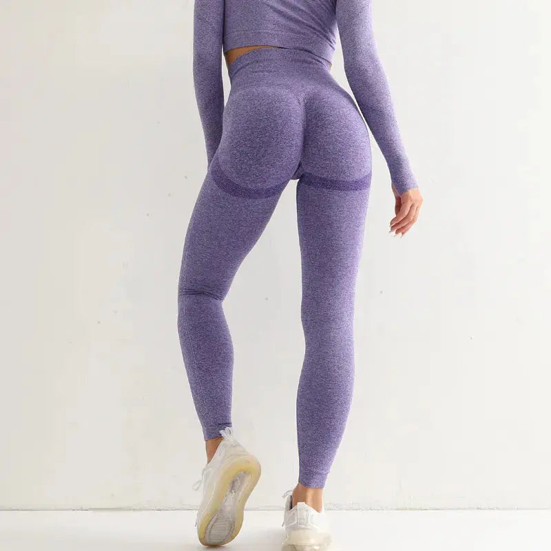 Fitness Women Sport Seamless Leggings High Waist Elastic Solid Yoga Leggings Gym Jogging Quick Dry Push Up Slim Pants Female Js