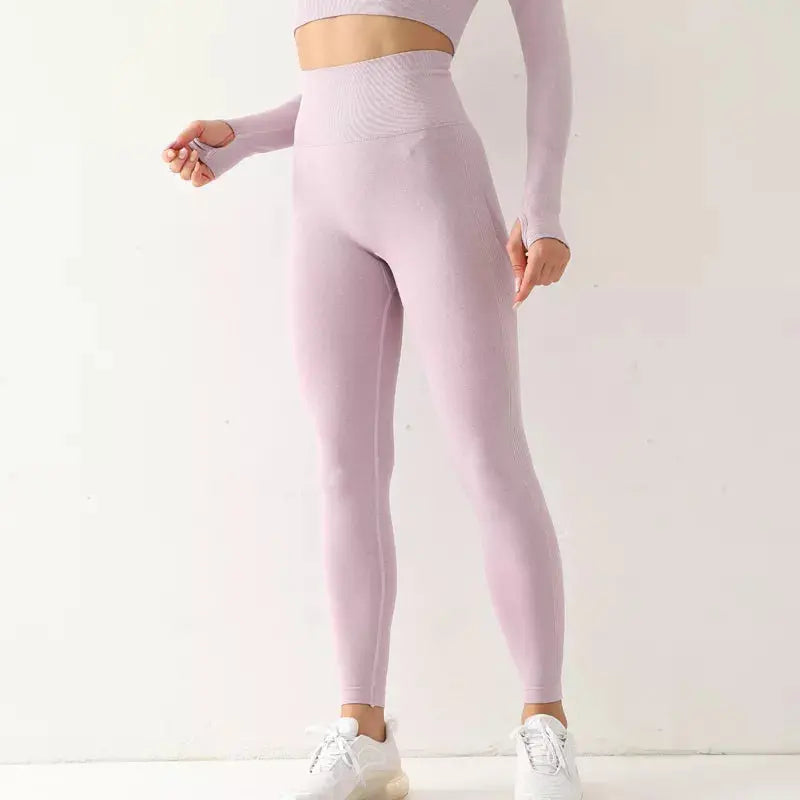 Fitness Women Sport Seamless Leggings High Waist Elastic Solid Yoga Leggings Gym Jogging Quick Dry Push Up Slim Pants Female Js