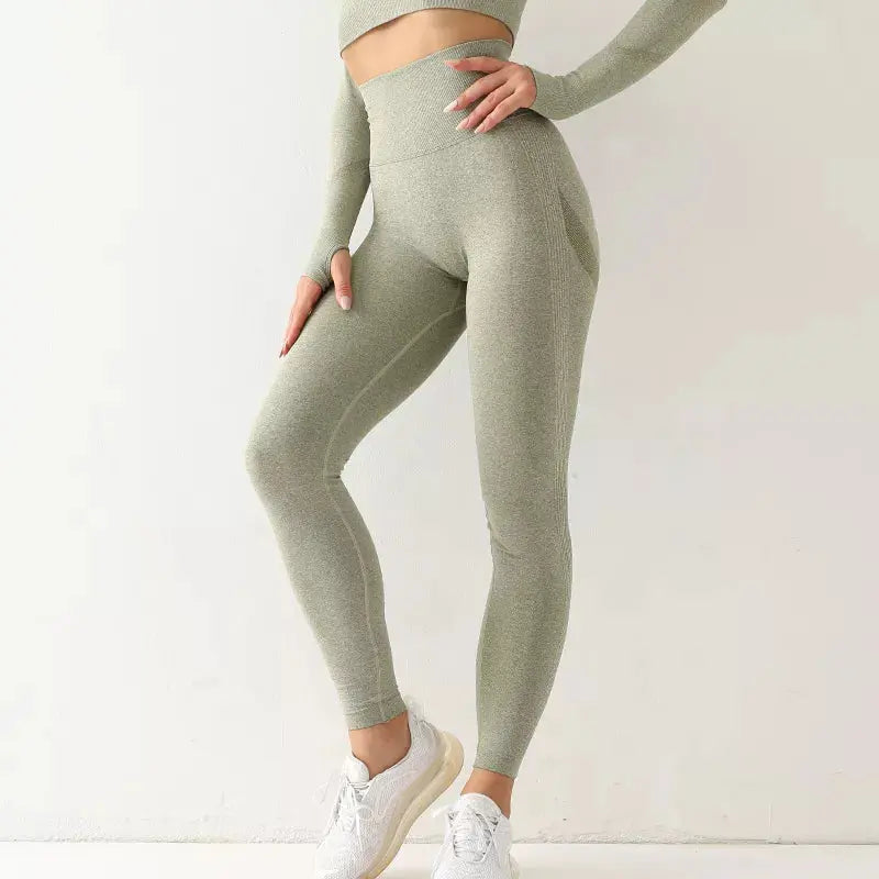 Fitness Women Sport Seamless Leggings High Waist Elastic Solid Yoga Leggings Gym Jogging Quick Dry Push Up Slim Pants Female Js