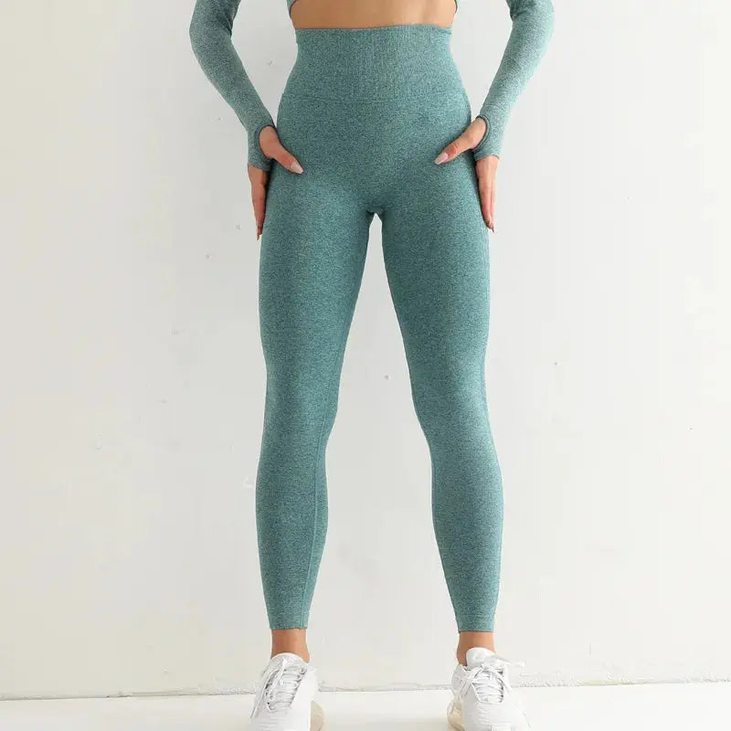 Fitness Women Sport Seamless Leggings High Waist Elastic Solid Yoga Leggings Gym Jogging Quick Dry Push Up Slim Pants Female Js