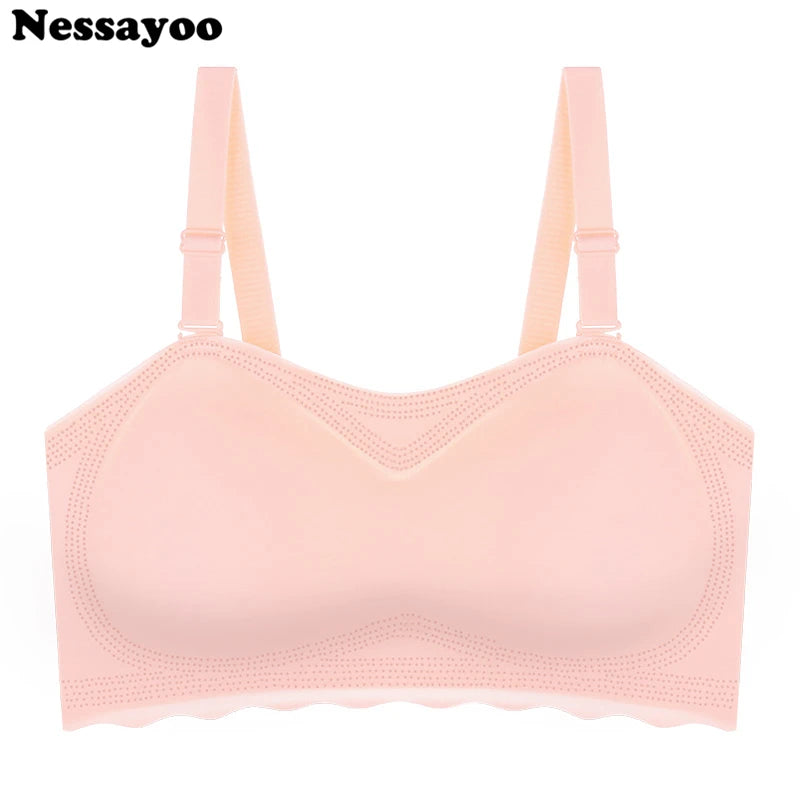 Women's Plus Size Smooth Seamless Invisible Full Coverage Wireless Minimizer Strapless Bra Push Up Ladies Lingerie Invisible Bra - Vakasi