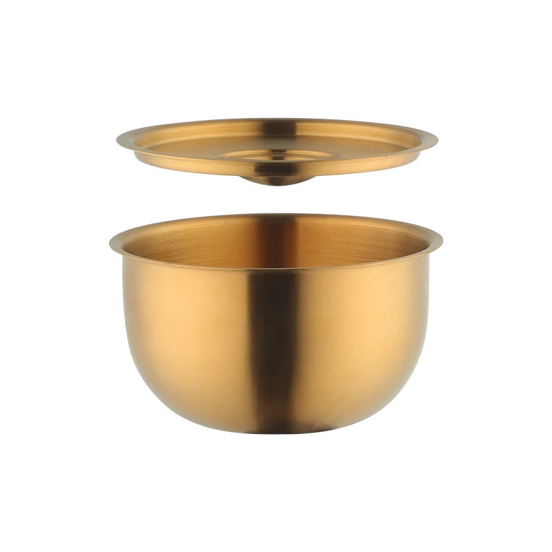 450ml Gold Stainless Steel Mixing Bowl With Lid for Kitchen Egg Salad Food Mixer Bowls Metal Food Storage Stirring Bowl Tablewar