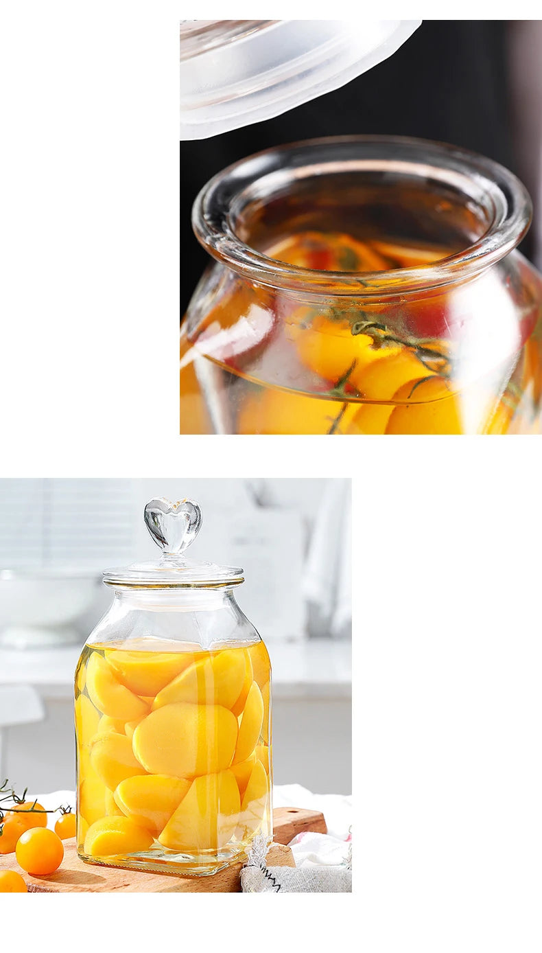 Love Storage Jar Transparent Glass Food Sealed Cans Candy Snack Box Household Fruit Coffee Bean Miscellaneous Grains Sealed Can