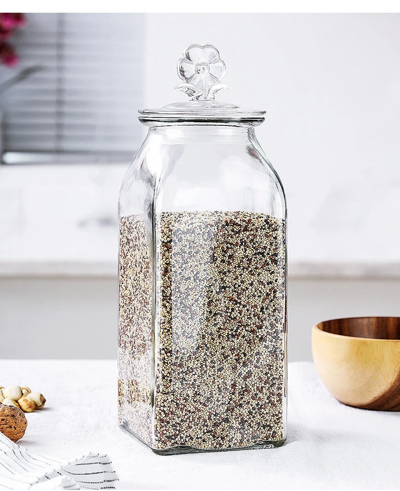 Love Storage Jar Transparent Glass Food Sealed Cans Candy Snack Box Household Fruit Coffee Bean Miscellaneous Grains Sealed Can