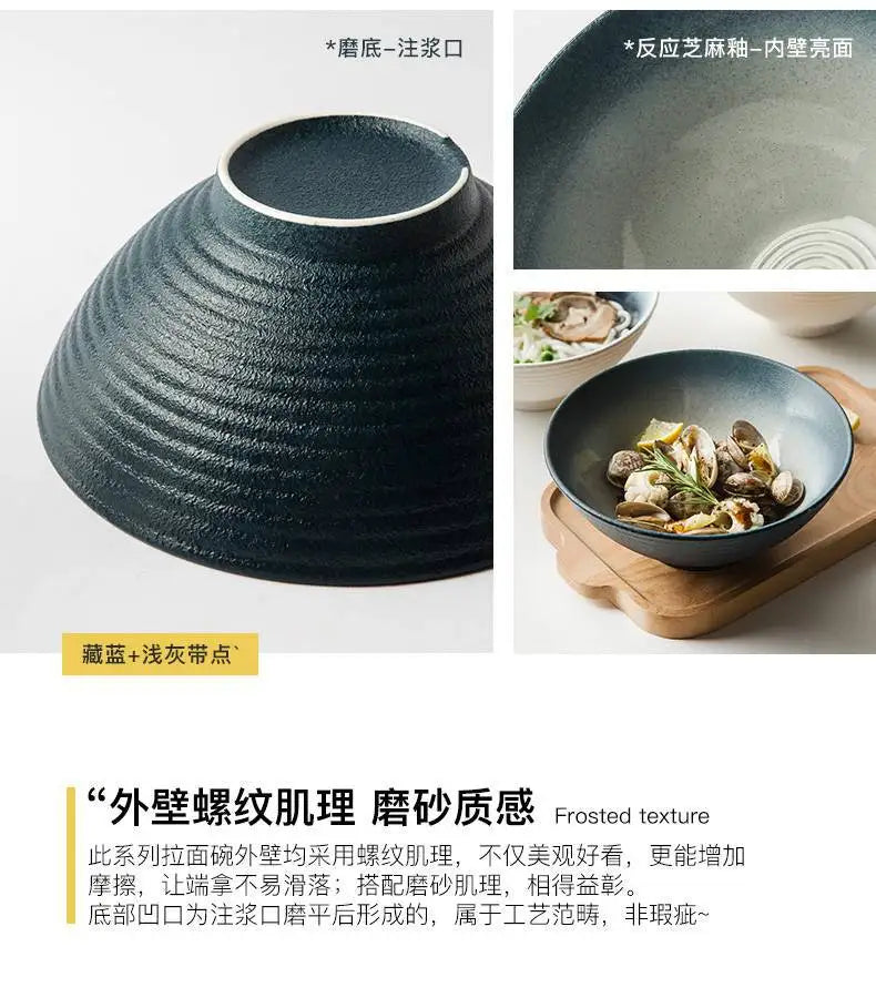 Japanese Ceramic Bowl 8inch Ramen Single Noodle Household Salad Bowl large Creative Special Restaurant Tableware