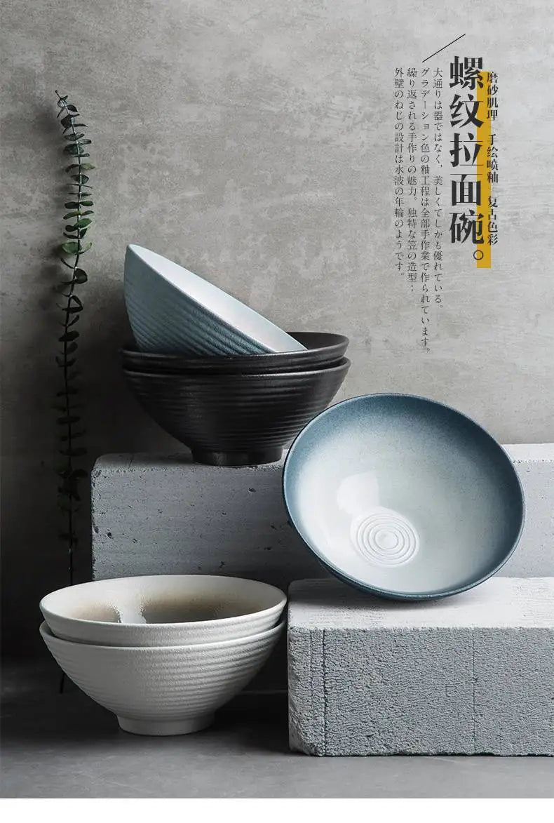 Japanese Ceramic Bowl 8inch Ramen Single Noodle Household Salad Bowl large Creative Special Restaurant Tableware