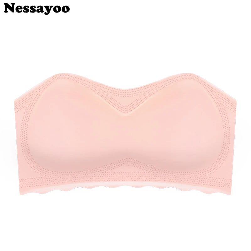 Women's Plus Size Smooth Seamless Invisible Full Coverage Wireless Minimizer Strapless Bra Push Up Ladies Lingerie Invisible Bra - Vakasi