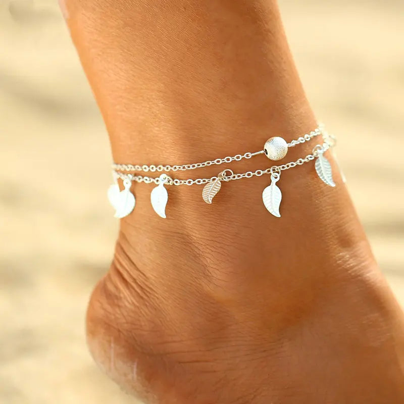 Beach Rhinestone Tassel Foot Bracelet