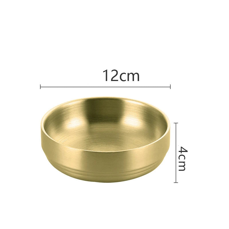 304 Stainless Steel Rice Salad Bowl Double Layer Ramen Kimchi Seasoning Bowls Sauce Dish Food Tableware