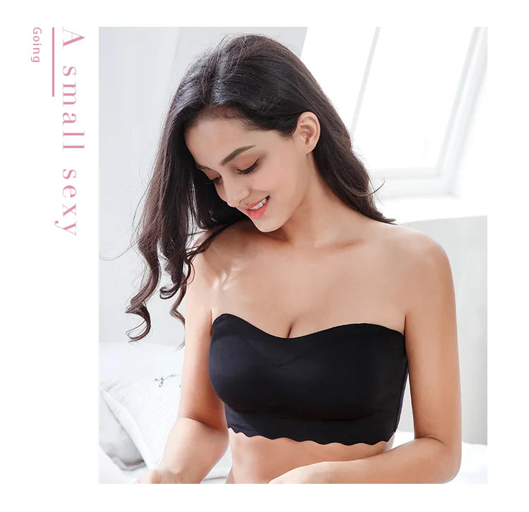 Women's Plus Size Smooth Seamless Invisible Full Coverage Wireless Minimizer Strapless Bra Push Up Ladies Lingerie Invisible Bra - Vakasi