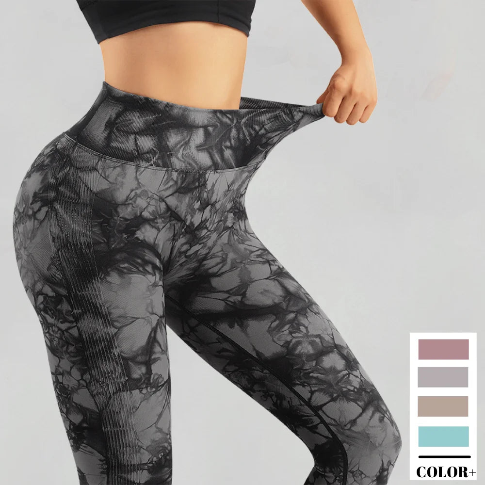 Seamless Leggings for Women Fitness Yoga Pants High Waist Tie Dye Legging Workout Scrunch Butt Lifting Sports Gym Tights Woman - Vakasi