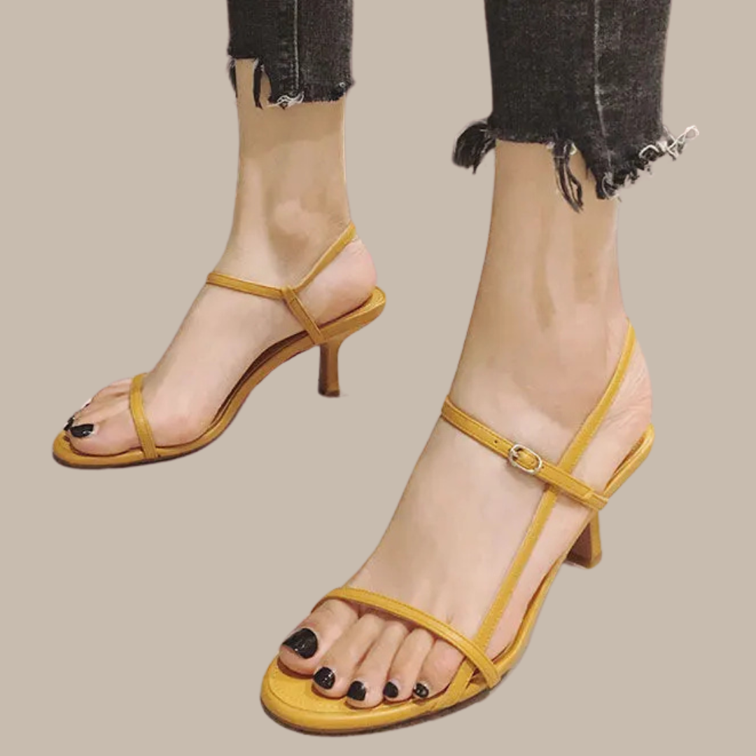 Clip Toe High Heels with Buckle Strap - Vakasi