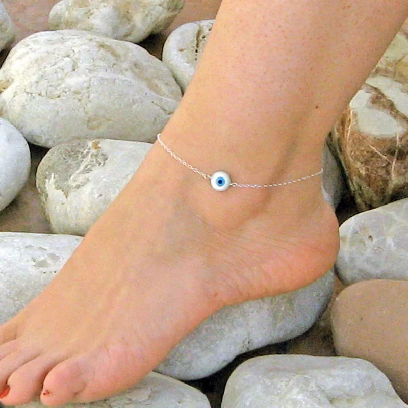 Vintage Blue Evil Eye Pendant Anklet