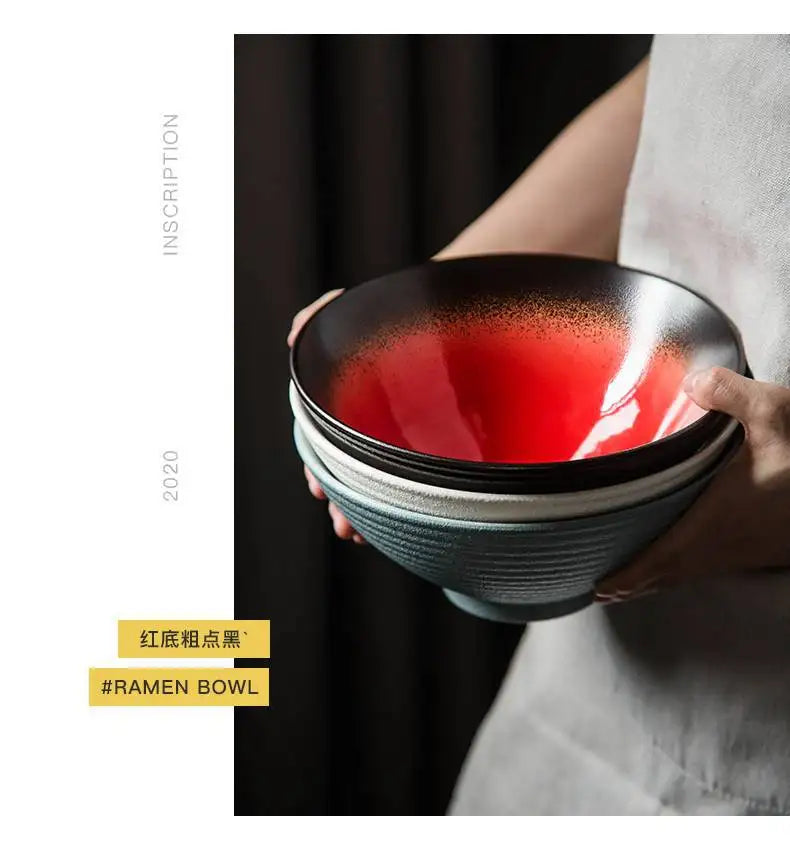 Japanese Ceramic Bowl 8inch Ramen Single Noodle Household Salad Bowl large Creative Special Restaurant Tableware