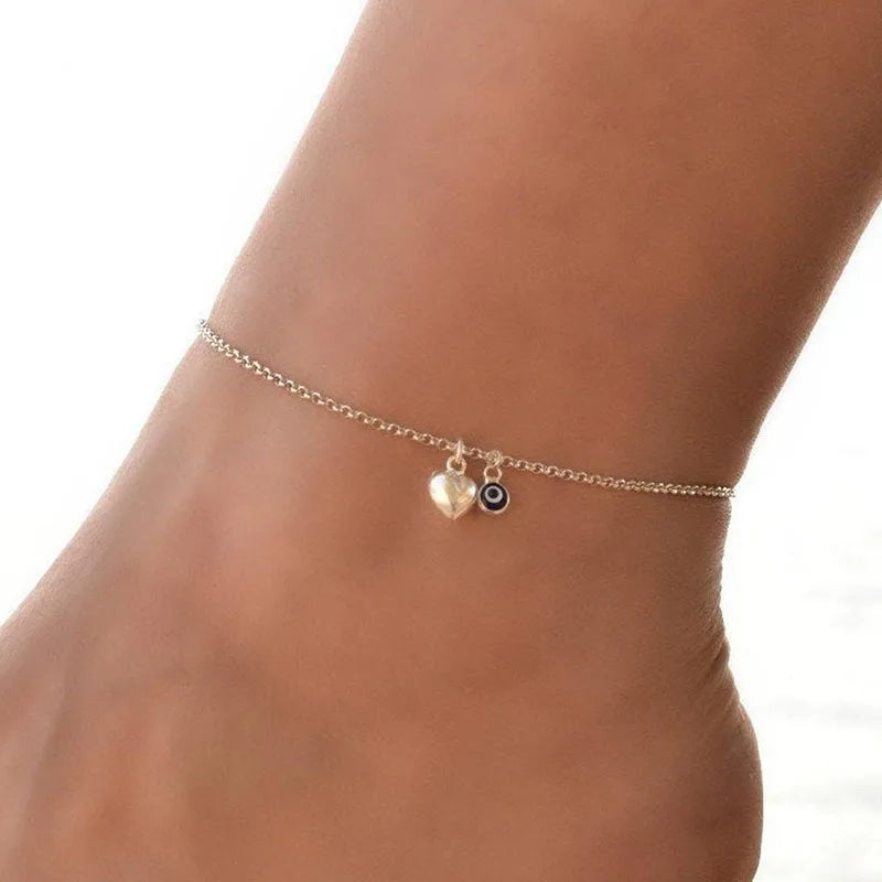 Vintage Blue Evil Eye Pendant Anklet