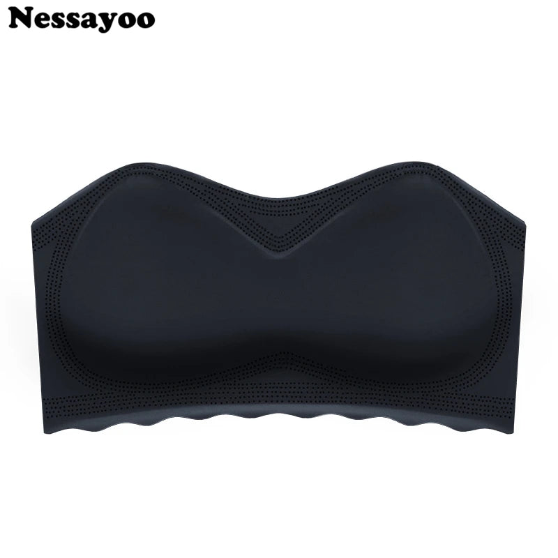 Women's Plus Size Smooth Seamless Invisible Full Coverage Wireless Minimizer Strapless Bra Push Up Ladies Lingerie Invisible Bra - Vakasi