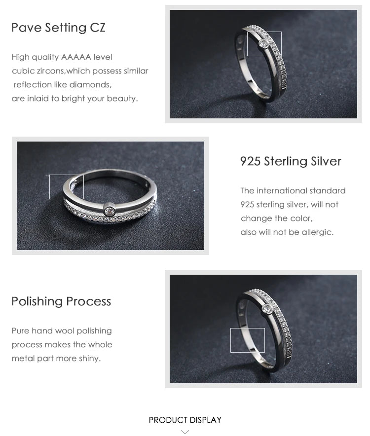 MODIAN 925 Sterling Silver Simple Line Fashion Clear CZ Rings For Women Luxury Jewelry 2024 Wedding Accessories Gift With Box - Vakasi