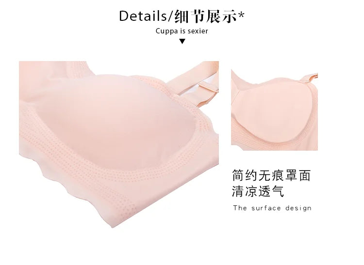 Women's Plus Size Smooth Seamless Invisible Full Coverage Wireless Minimizer Strapless Bra Push Up Ladies Lingerie Invisible Bra - Vakasi