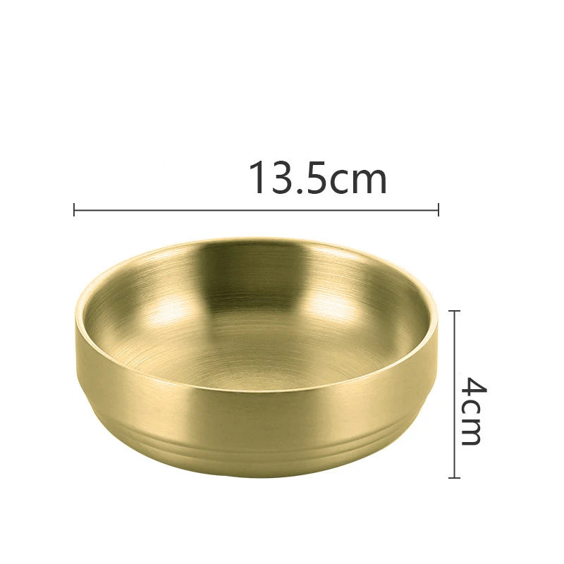 304 Stainless Steel Rice Salad Bowl Double Layer Ramen Kimchi Seasoning Bowls Sauce Dish Food Tableware