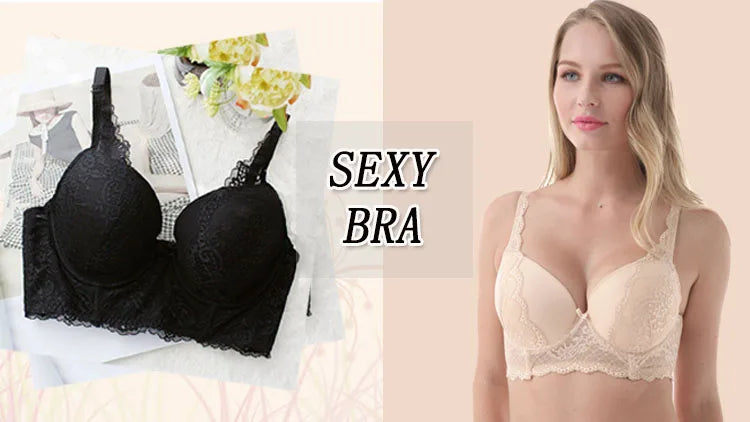 Women's Underwear Bra Sexy Black Color Lace+Pink Bow  Push Up Bra  Plus Size B C D DD DDD E F G 30 - 40 High Quality  Bralet7613 - Vakasi