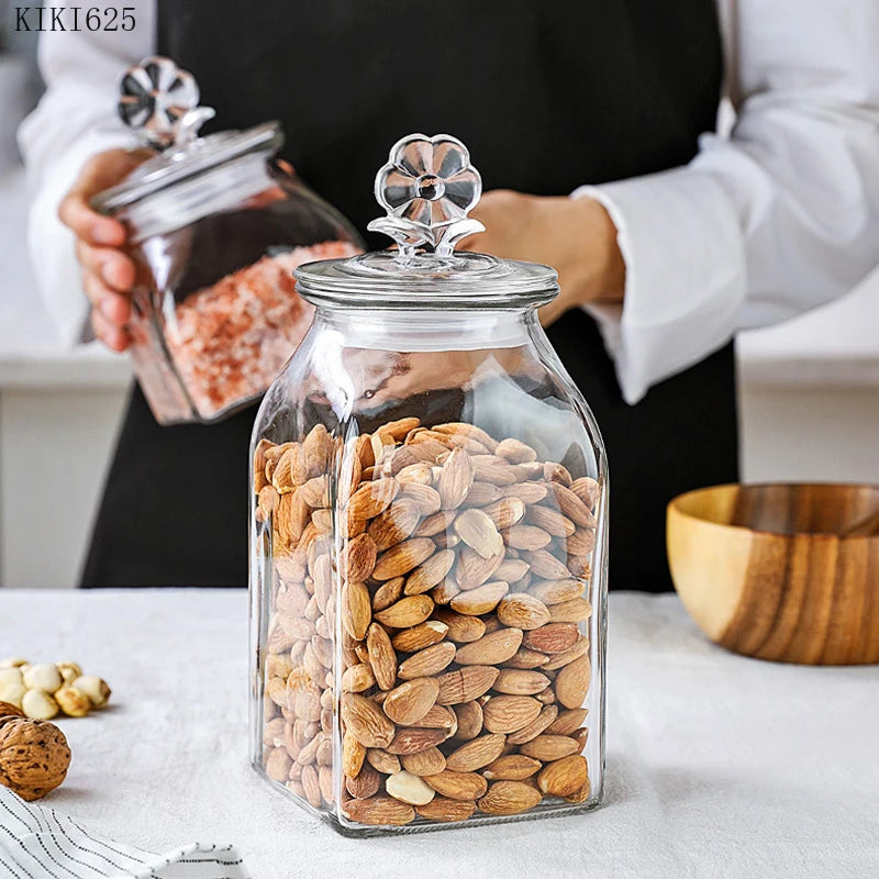 Love Storage Jar Transparent Glass Food Sealed Cans Candy Snack Box Household Fruit Coffee Bean Miscellaneous Grains Sealed Can