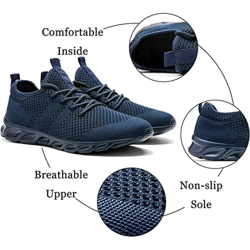 Men Casual Sport Shoes Light Sneakers White Outdoor Breathable Mesh Black Running Shoes Athletic Jogging Tennis Shoes Vakasi