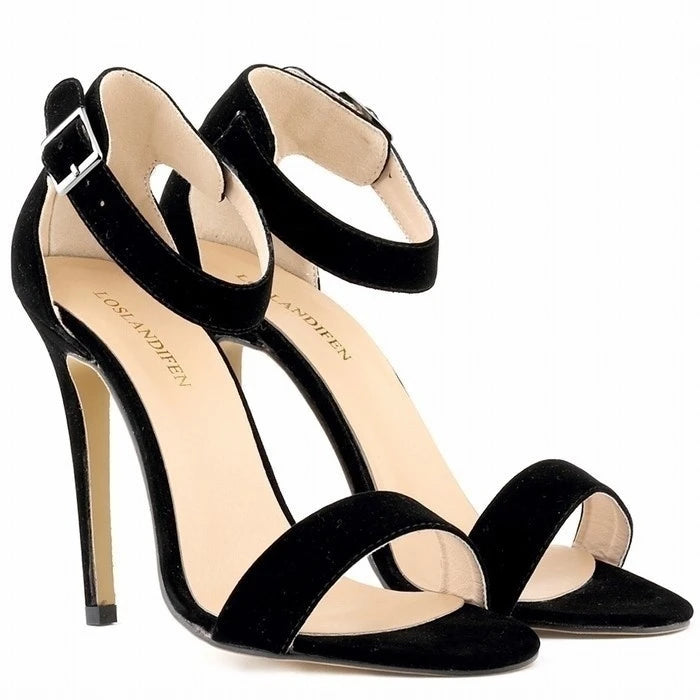 Open Toe Ankle Strap High Heels - Vakasi