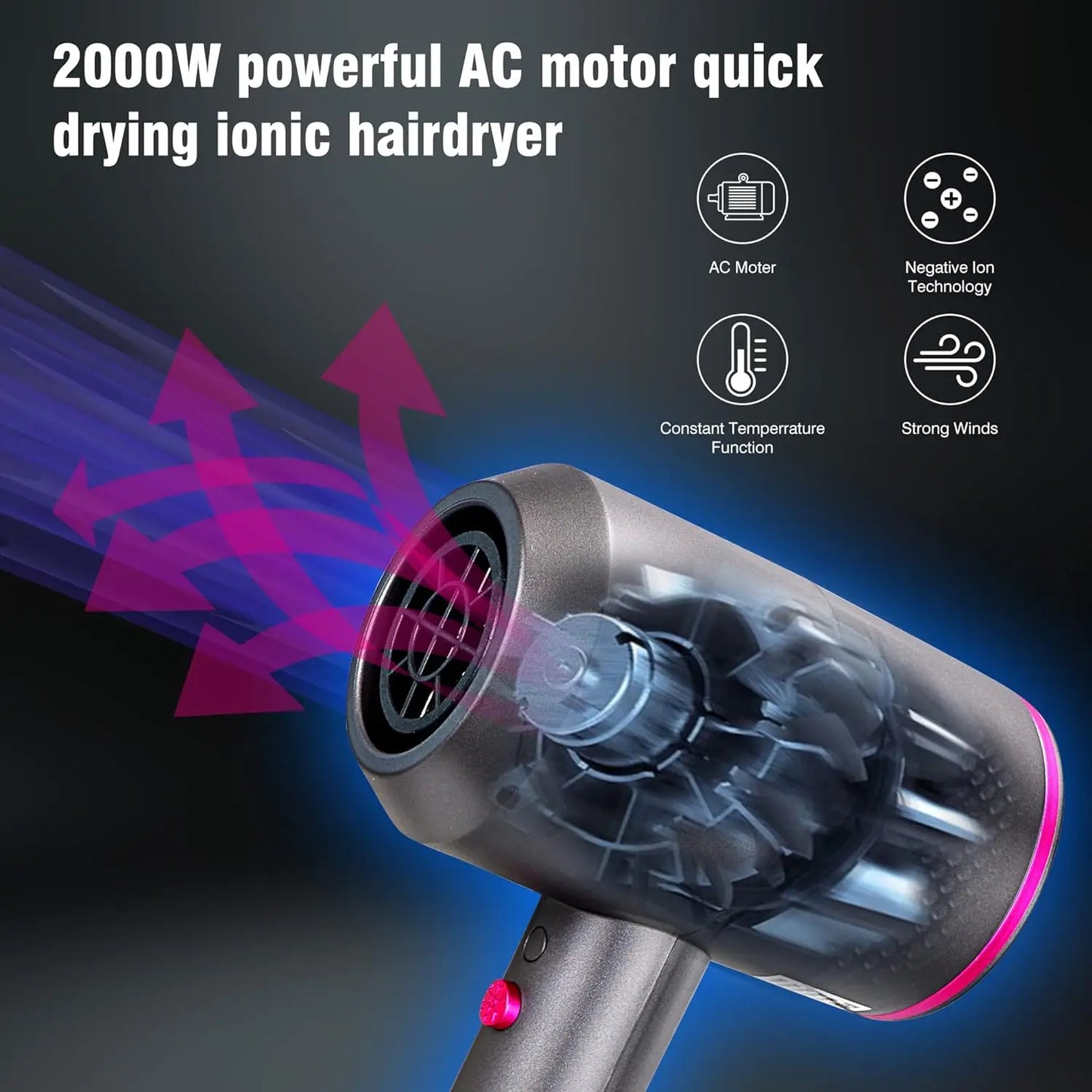 2000W Professional Salon-Quality Hair Dryer - Vakasi