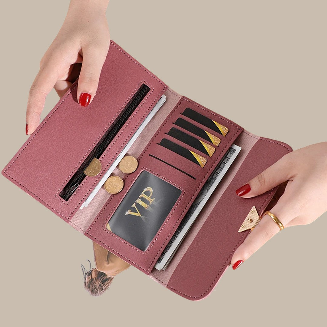 Elegant Classic Soft Leather Wallets for Women Vakasi