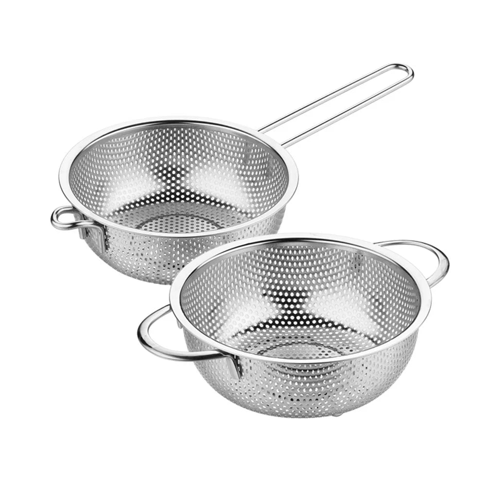 Mesh Skimmer Spoon Noodle Strainer Steamer Pasta Fruit and Vegetable Basket Rice Colander Stainless Steel Large Drain