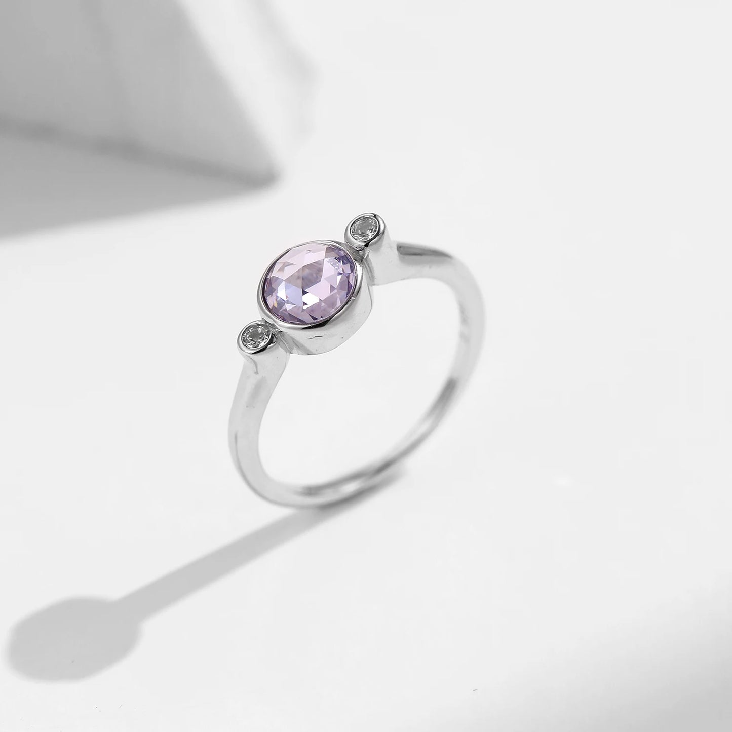 MODIAN 925 Sterling Silver Purple Rose Cut Round Zirconia Ring Asymmetry Fashion Rings For Women Fine Jewelry - Vakasi