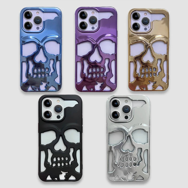 Luxury Matte Hollow Out Skull Hard Case