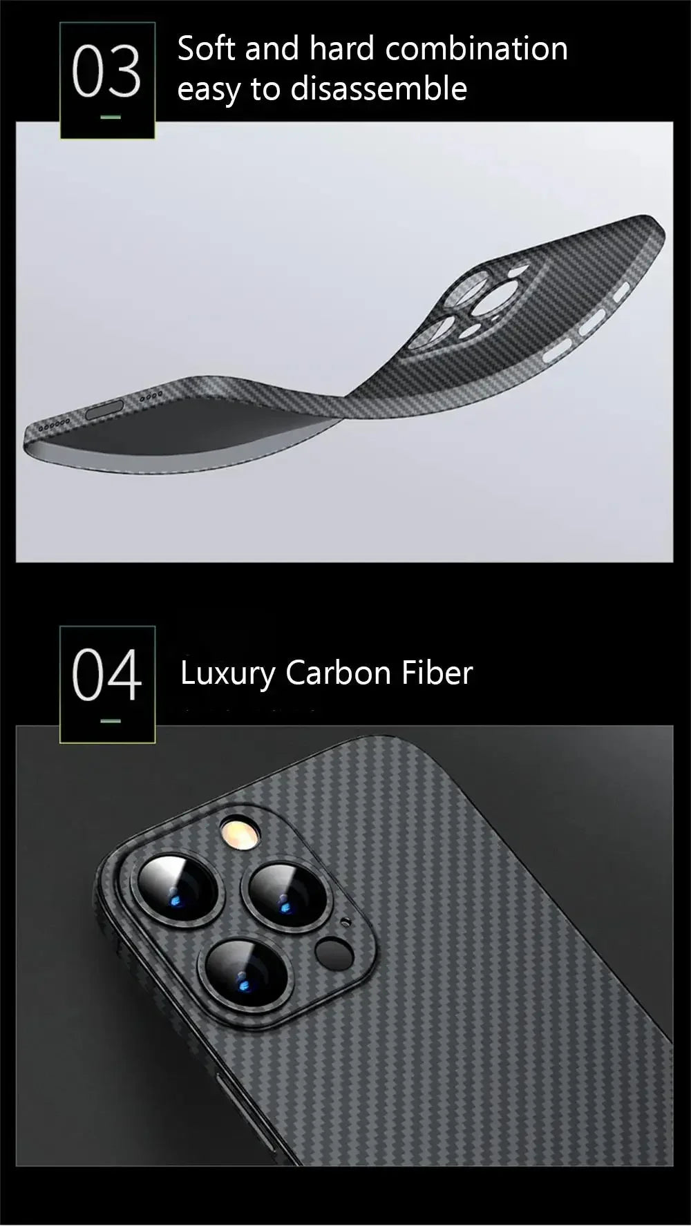 Luxury Ultra Thin Carbon Fiber Matte Case