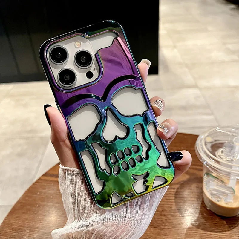 Luxury Matte Hollow Out Skull Hard Case